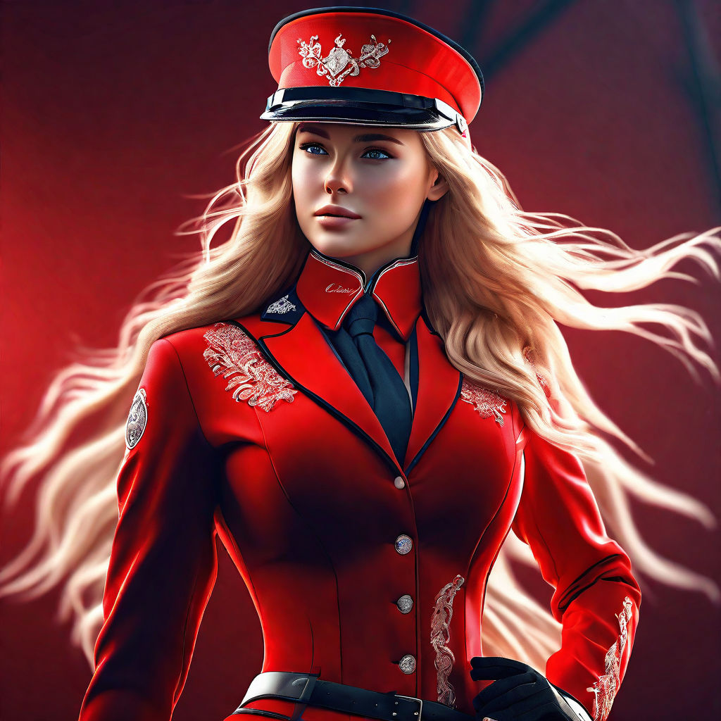 Gorgeous blonde steampunk lady Officer in Military Uniform | Poster