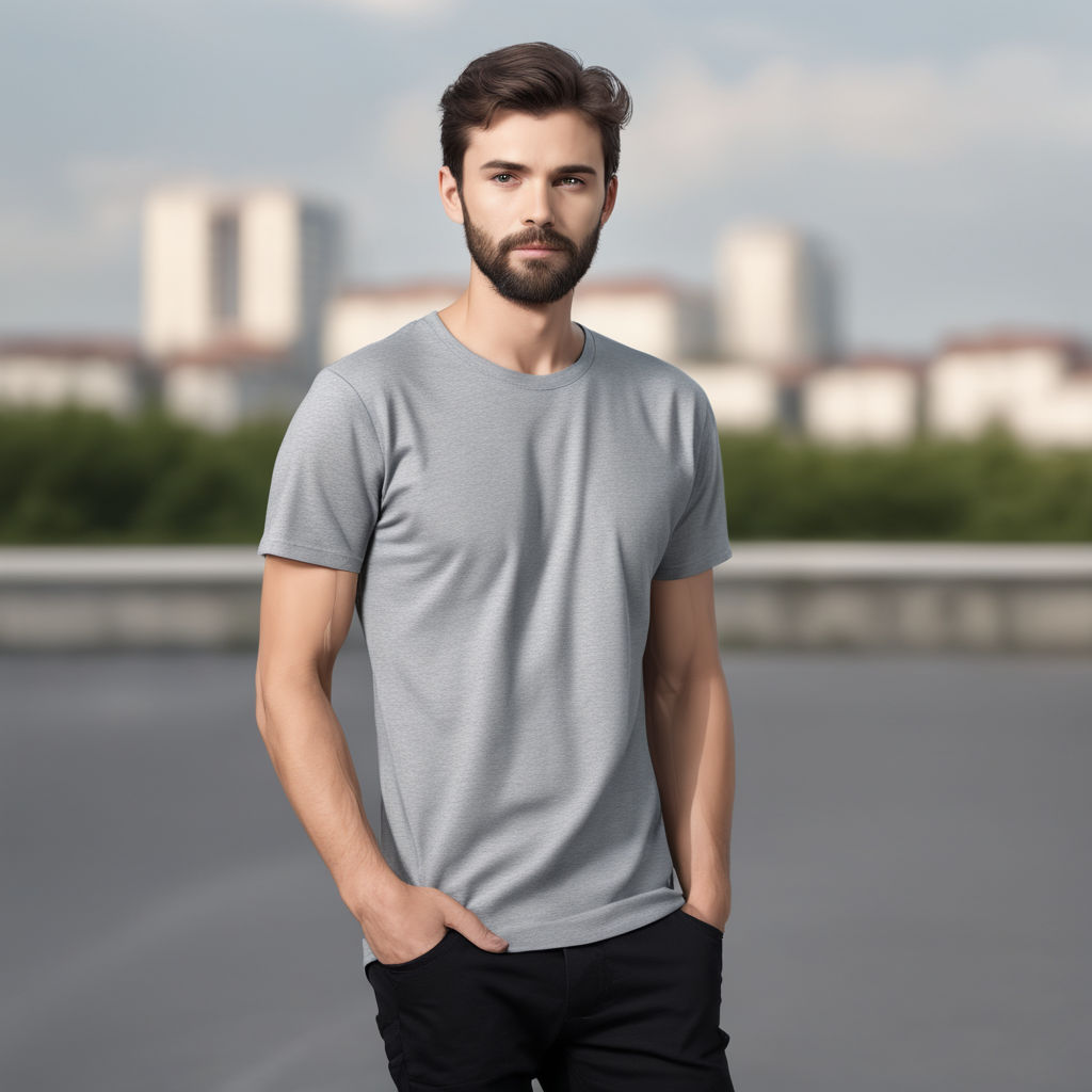 plain black t-shirt mockup template, with male model, front and back view,  isolated on transparent background. generative ai 26537507 PNG