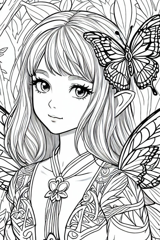 32 Anime Fairy Girl Printable Coloring Pages for Adults, Cute Fairy Gr –  Raspiee Coloring