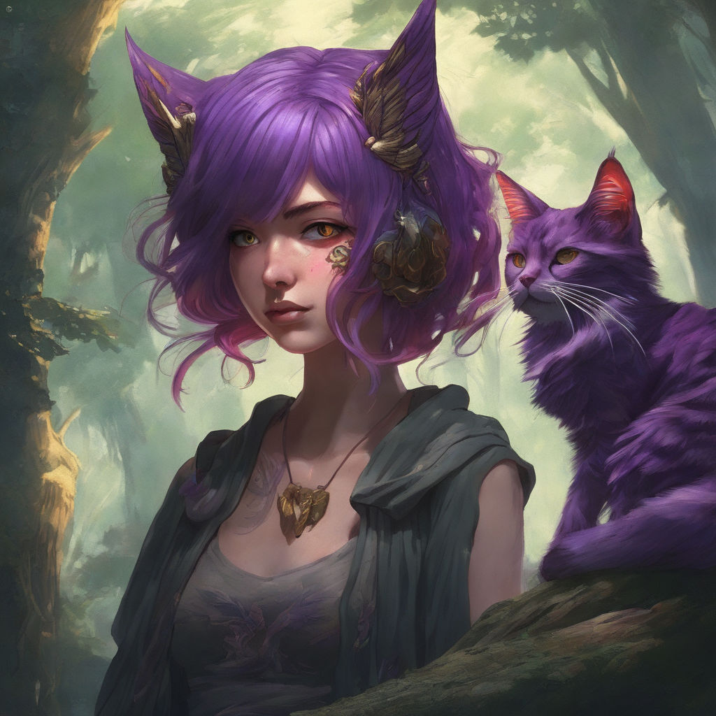 anime girl with purple hair and cat ears