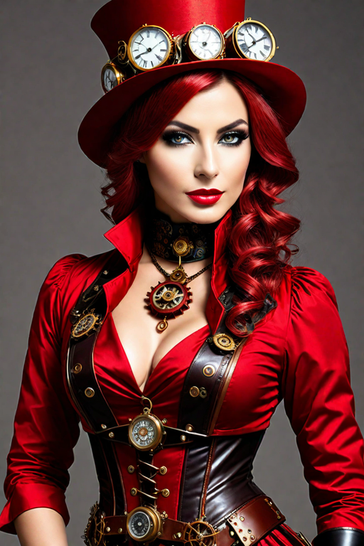 Beautiful Red Haired Cosplayer Girl Wearing Victorian Style Steampunk  Costume Stock Photo by ©alextorb 240172226