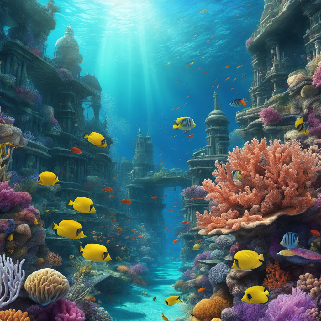 ocean underwater coral reef drawing