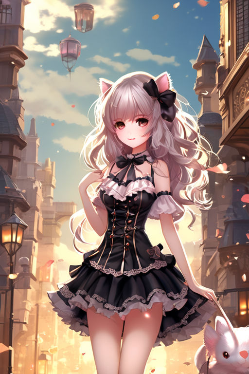 black cute cat girl outfit - Playground