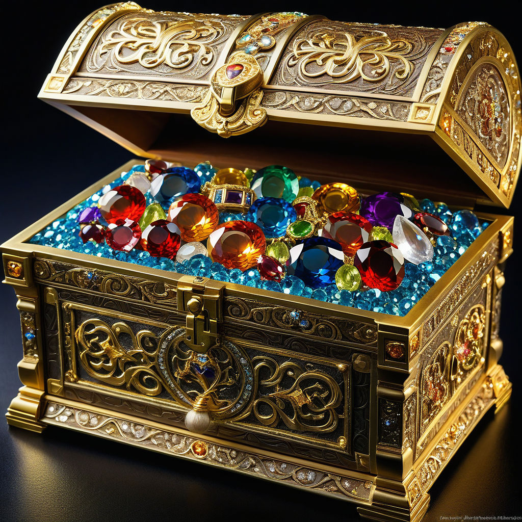 An open treasure chest filled to overflowing with gold coins and 