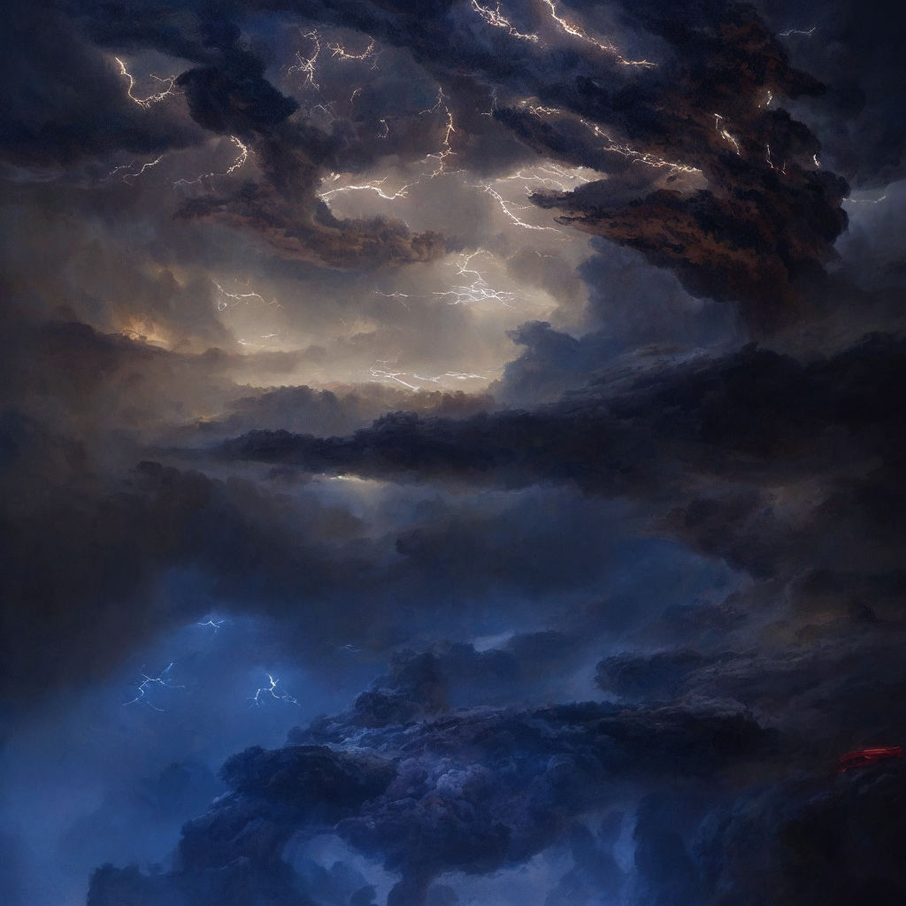 dark stormy sky painting