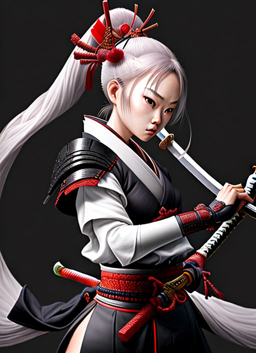 A kunoichi samurai, enhance the kunichi aspect in the artstyle of the verse  empire from aldnoah zero