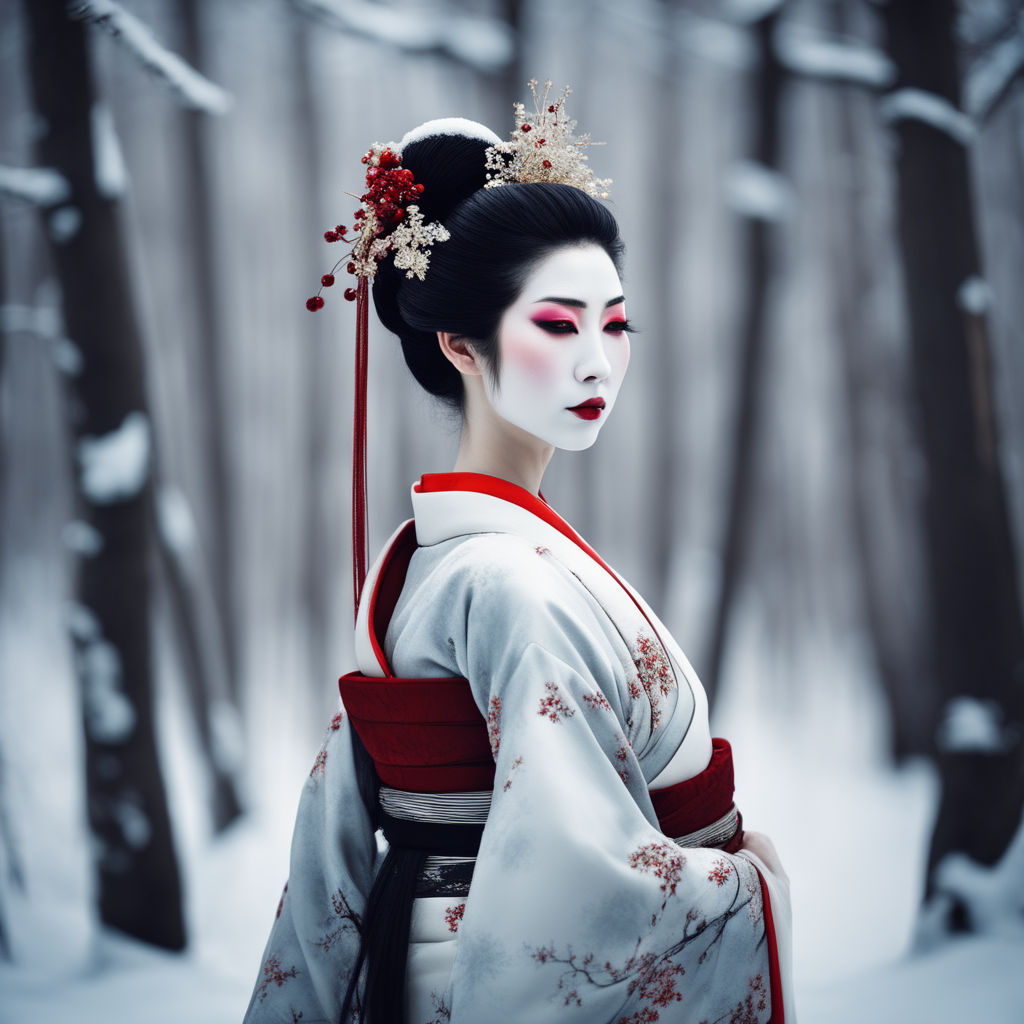 Geisha with Elaborate Kimono - Holden Luntz Gallery