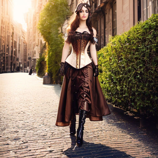 Pretty blonde in steampunk corset dress | Art Print