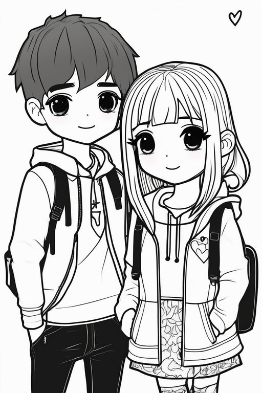 chibi couples coloring pages