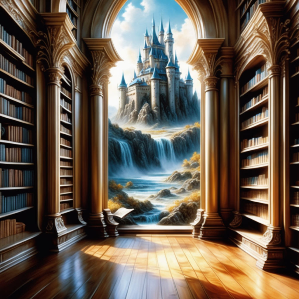 fantasy library wallpaper