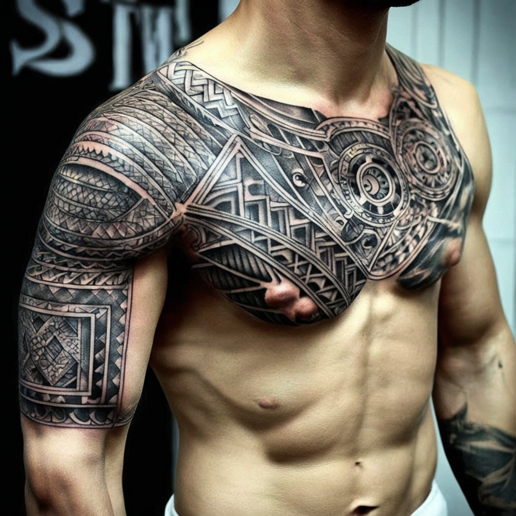 Polynesian chest tattoo by Samuel Shaw » Kulture Tattoo Kollective