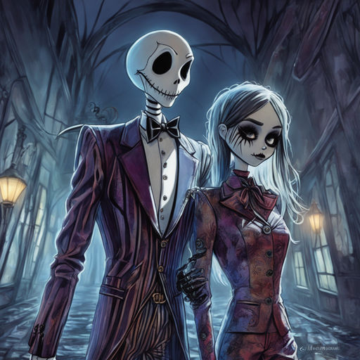 jack skellington and sally (the nightmare before christmas) drawn by yokotn  | Danbooru