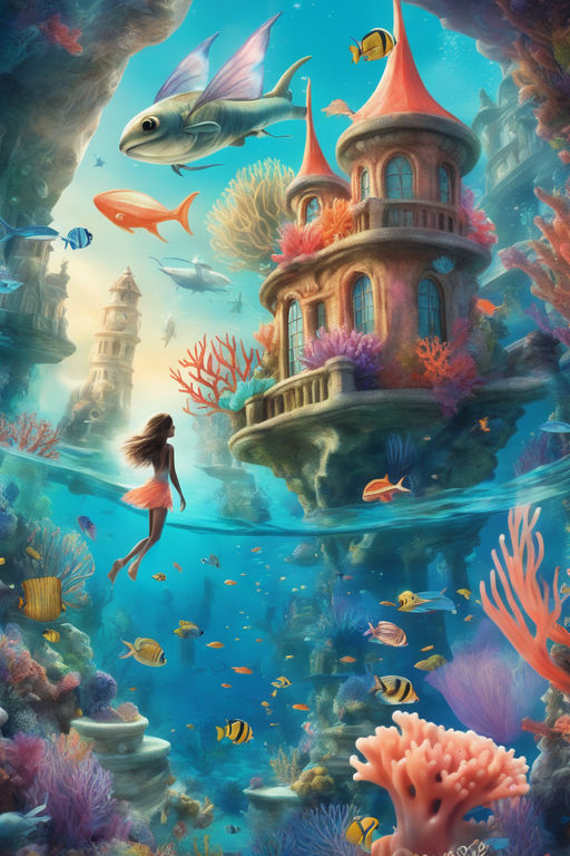 Fantasy Ocean Adventures Anime Girl Swimming With the Fish -  Hong Kong