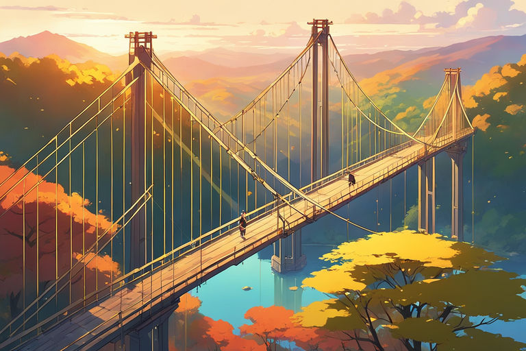 Japanese red bridge - Day , Anime Background. Stock Illustration | Adobe  Stock