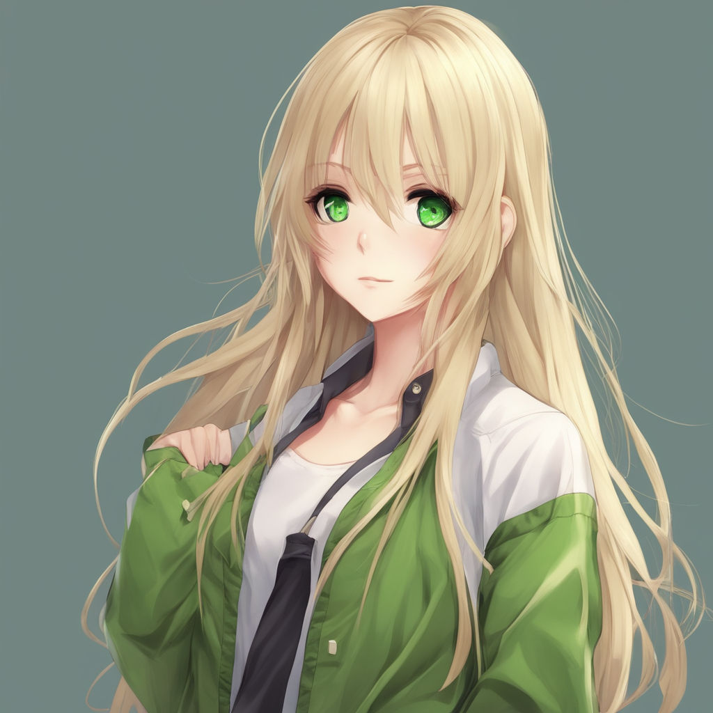 Pretty Anime Girl With Blonde Hair And Green Eyes 7266