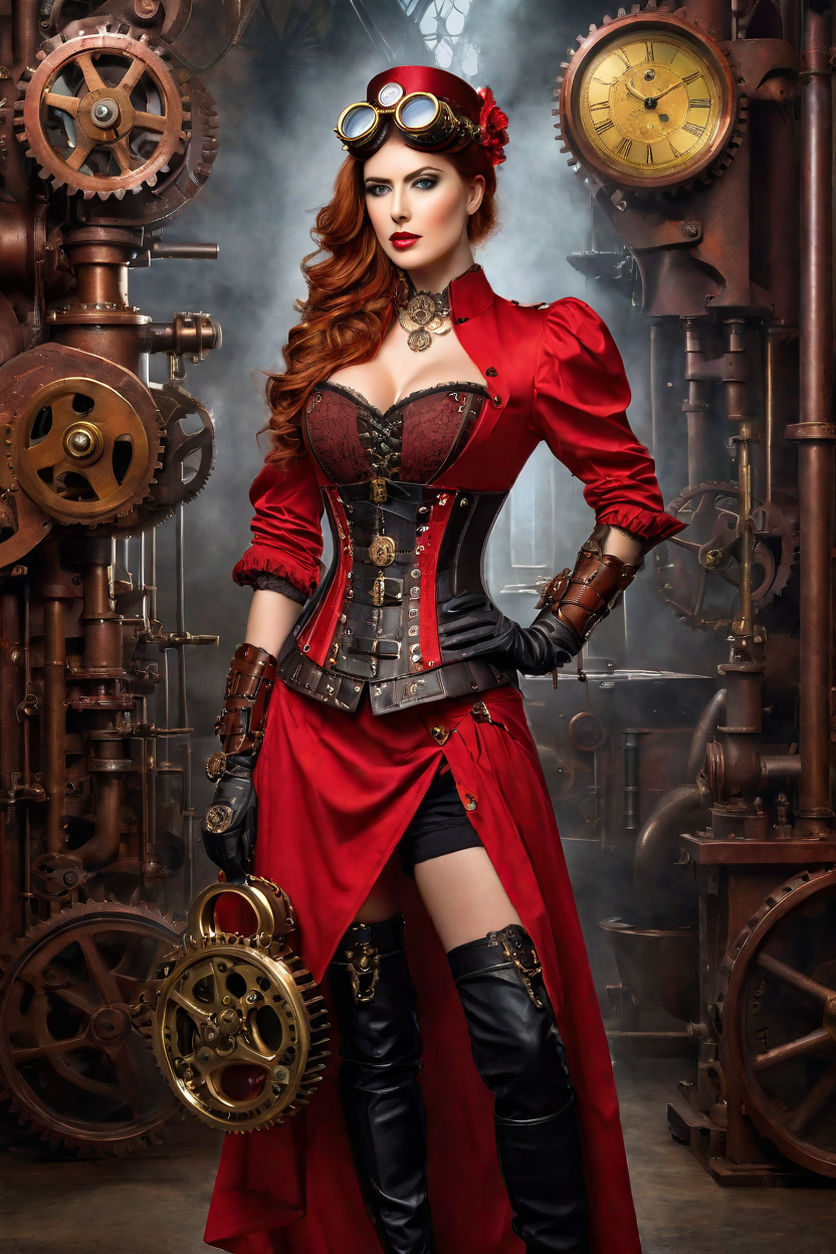 a red steampunk corset - Playground