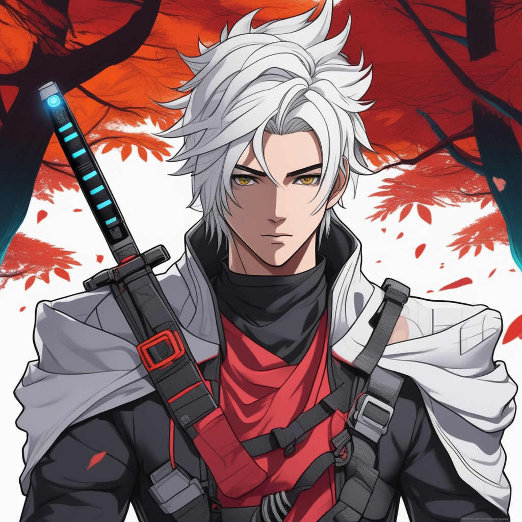 anime male ninja with white hair