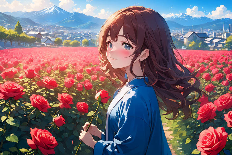 Anime Girls in a Wildflower Field 8k Graphic · Creative Fabrica