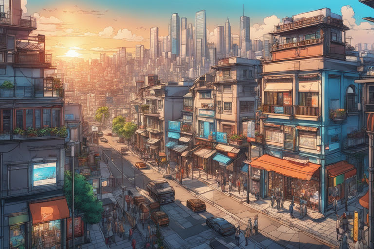 anime city backgrounds drawing