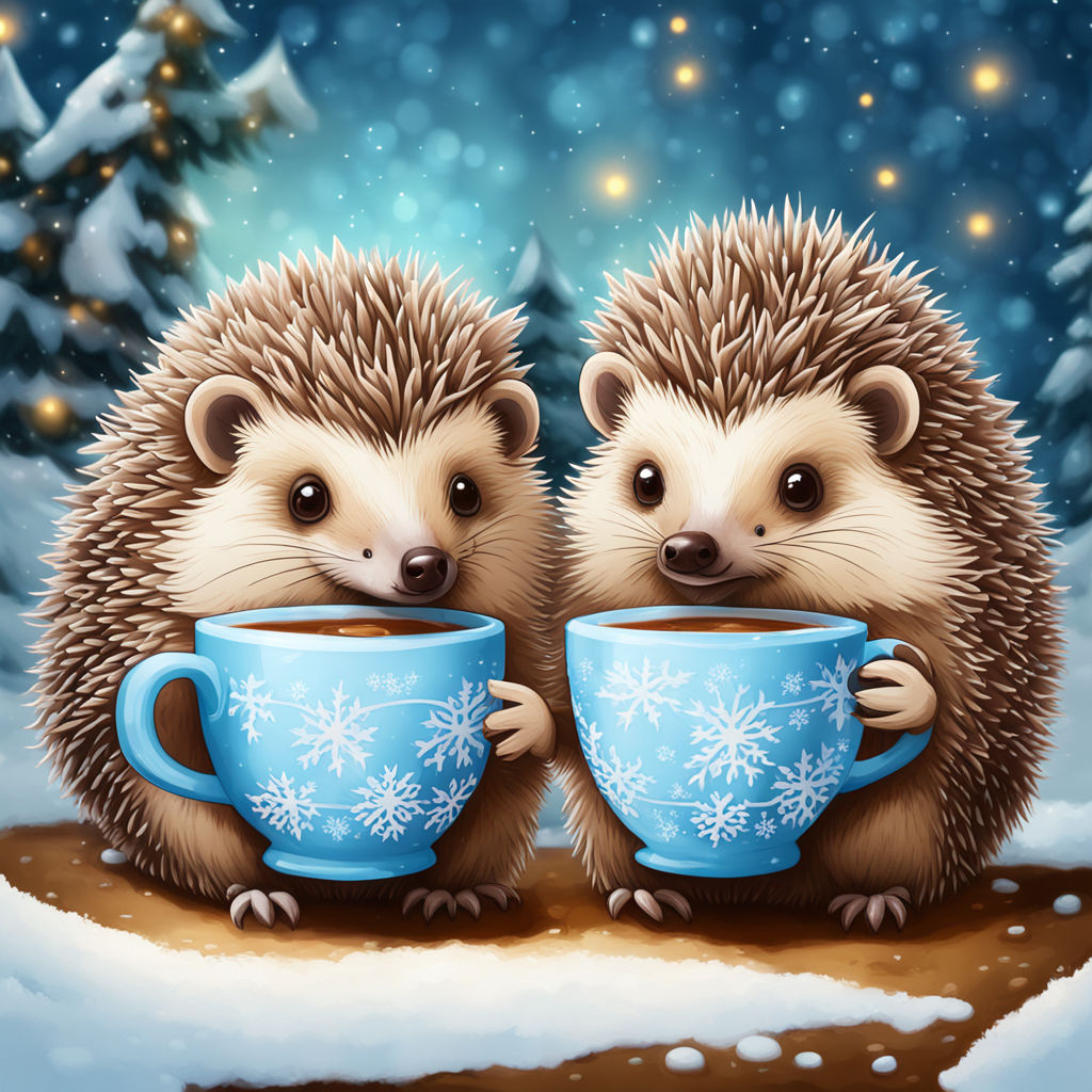 Hedgehog on Ice Skates Coffee Mug - Darn Pottery