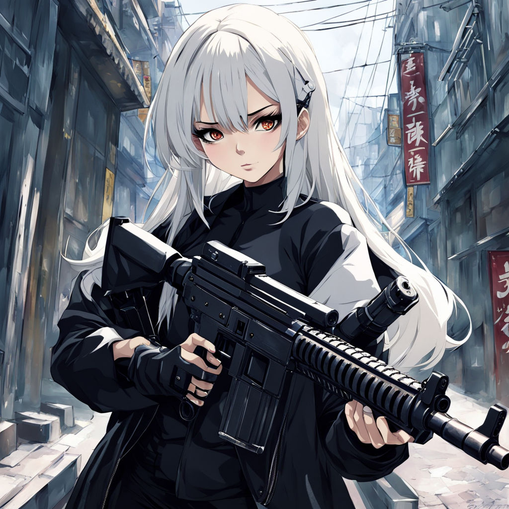 Anime Girl Sniper Military Soldier 8K Wallpaper #319