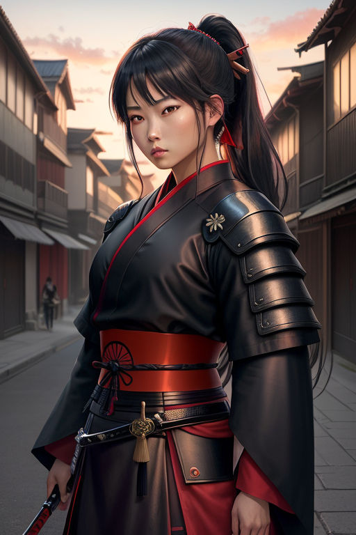 anime style portrait of a female samurai in kimono  Stable Diffusion   OpenArt