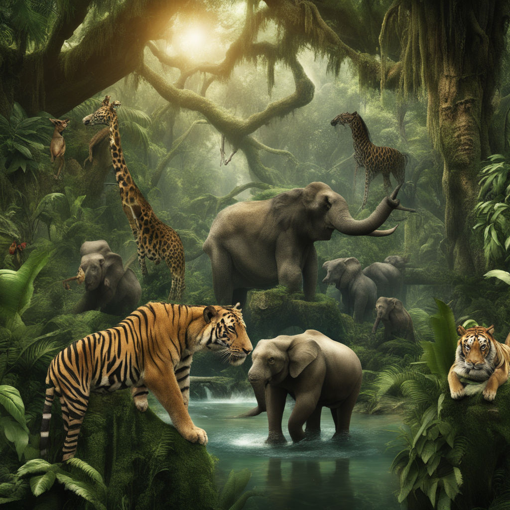 jungle background with real animals