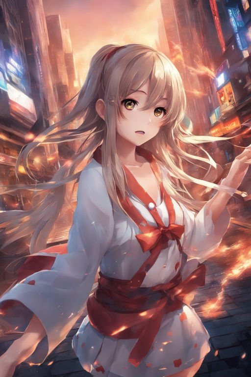 Premium AI Image | Anime girl looking up at the sky with cherry blossoms