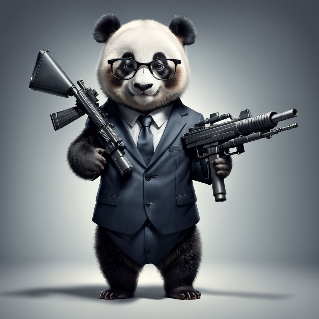 panda with machine gun