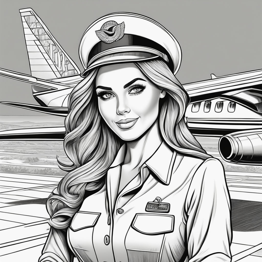 Flight attendant coloring paper doll Royalty Free Vector