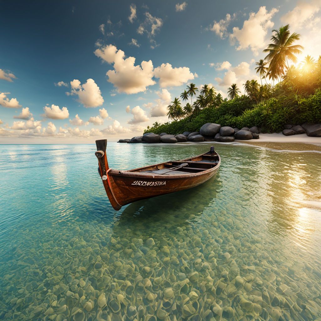 Boat in a Beach on the sunset