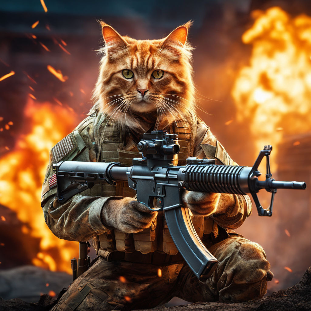 cat with sniper rifle