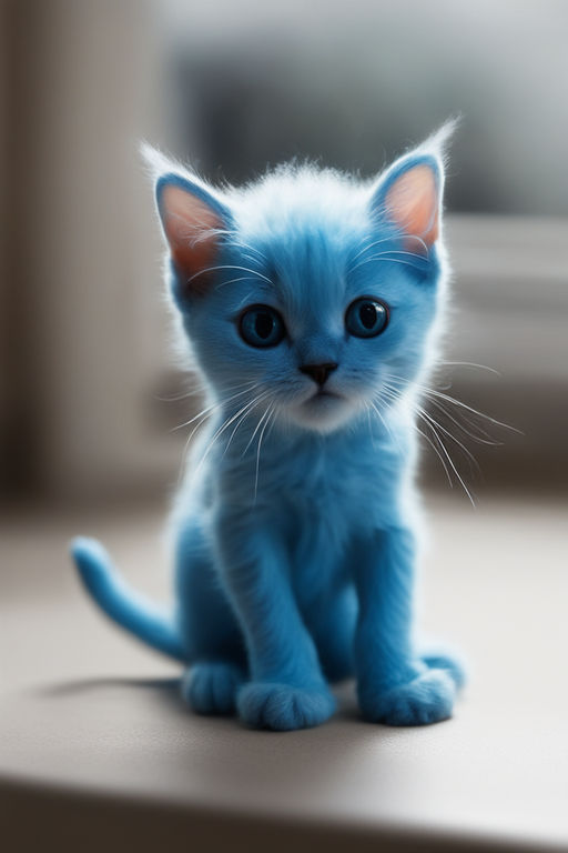 smurf cat, blue cat, cute cartoon blue kitten in a cap