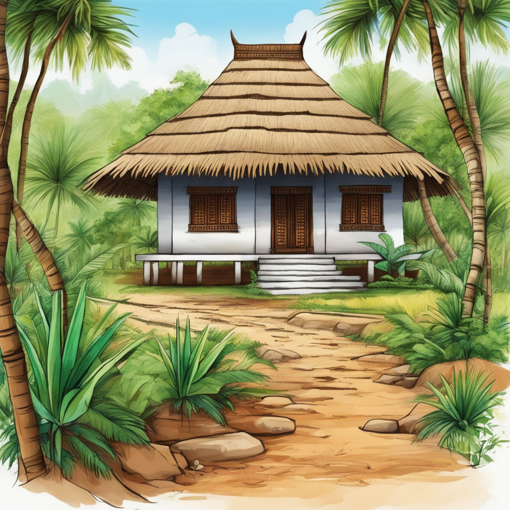 Mud hut africa illustration Black and White Stock Photos & Images - Alamy