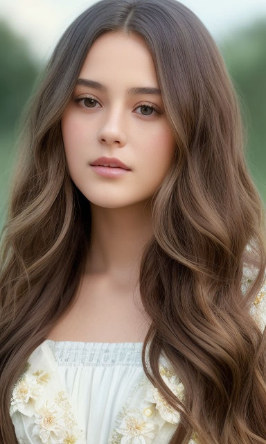 thin and young girl with long light hair dressed in a white T