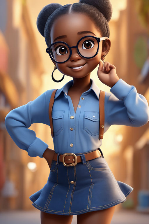 cartoon african girl