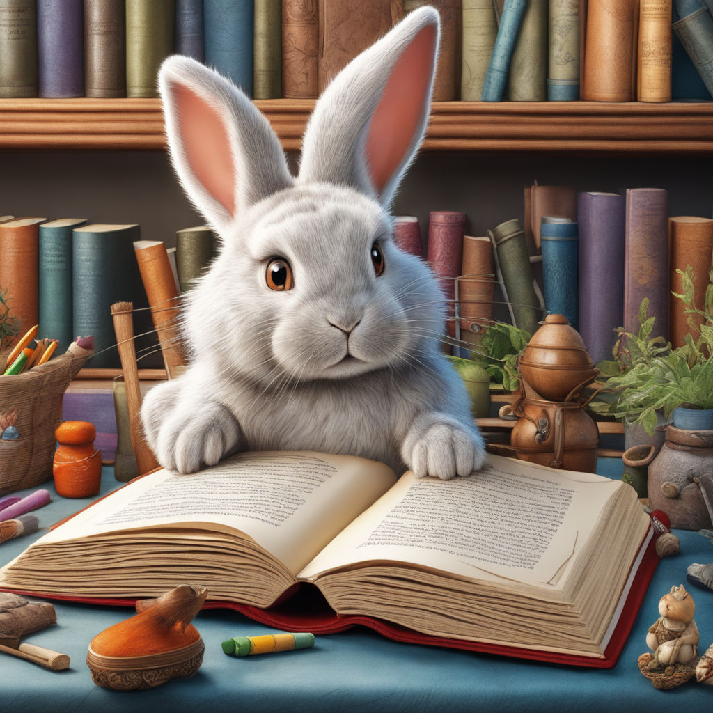 bunny reading a book