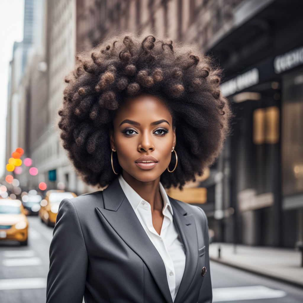 Black Beautiful Woman With Luxurious Curly Hair Stock Photo