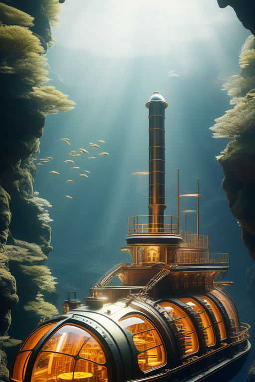 Jules Verne's Nautilus submarine, artwork - Stock Image - C003