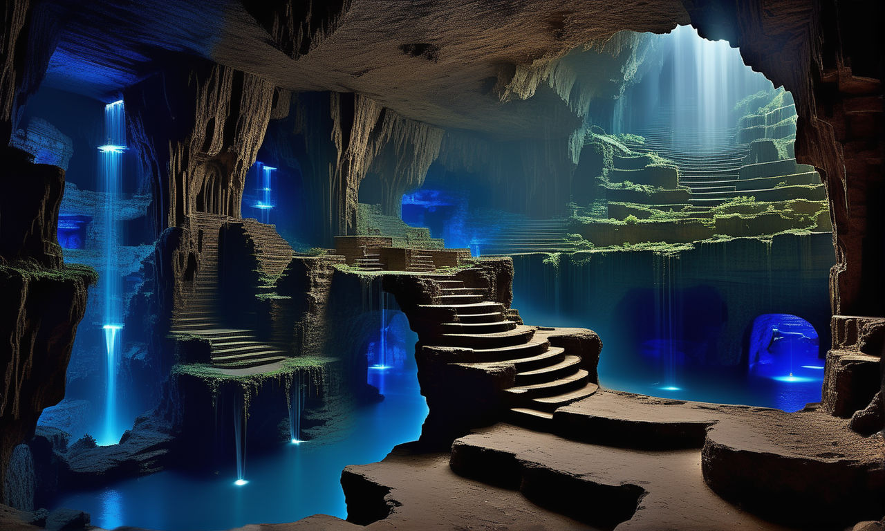 scene depicts underground cavern ice - AI Photo Generator - starryai