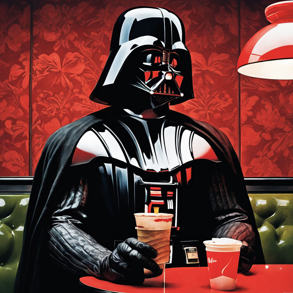 darth vader sitting alone drinking tea - Playground