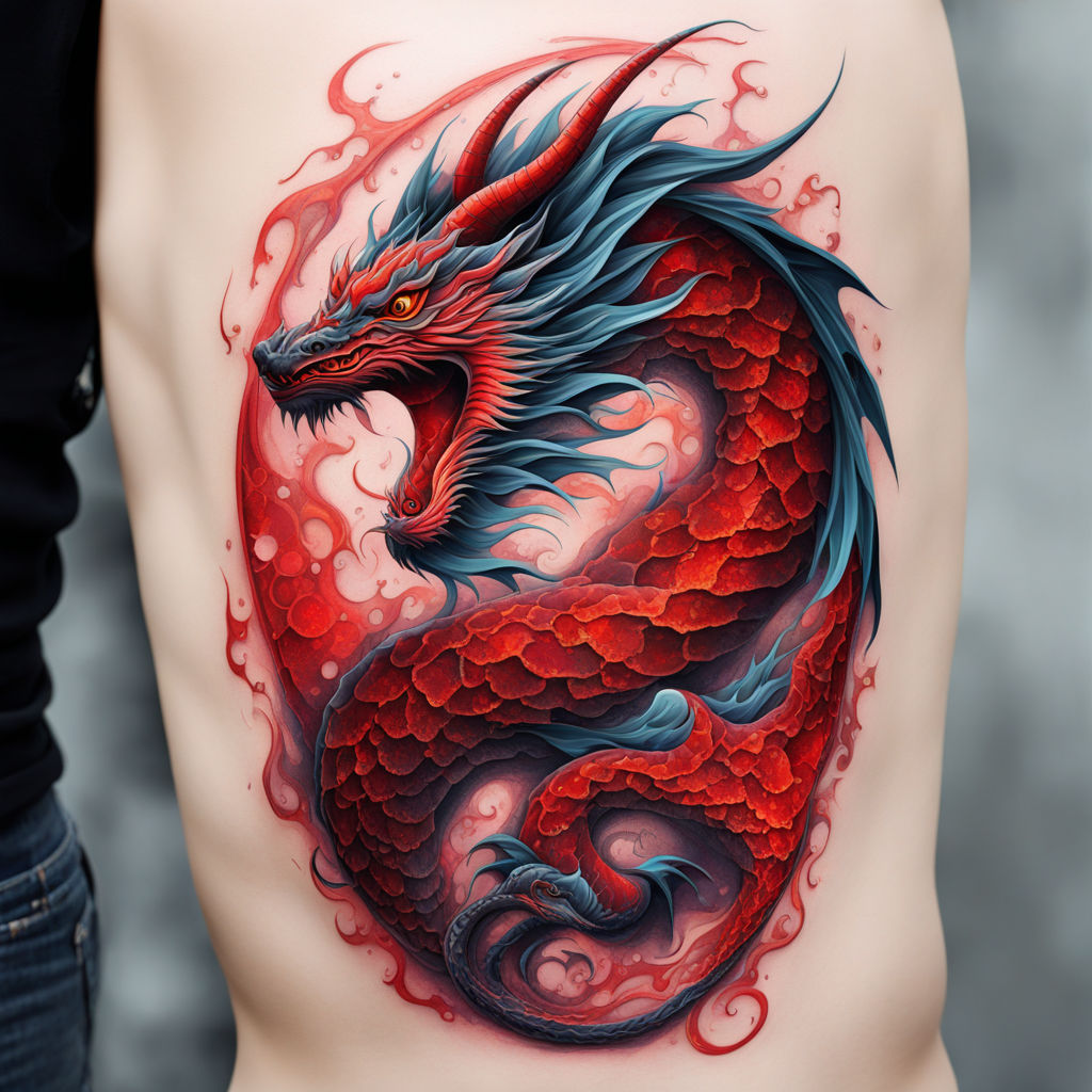 Black and red tribal dragon tattoo Royalty Free Vector Image