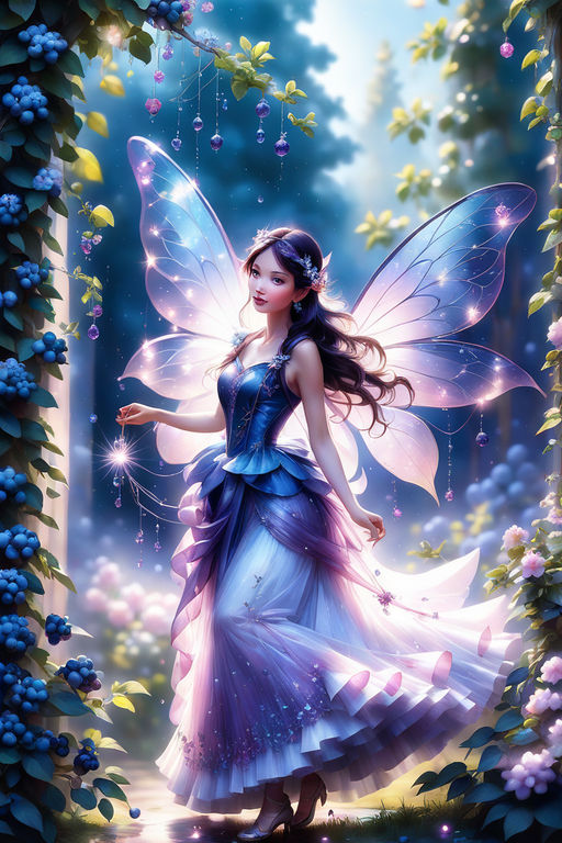 Faerie Princess Digital Art, Blonde Fairy with Butterfly Wings