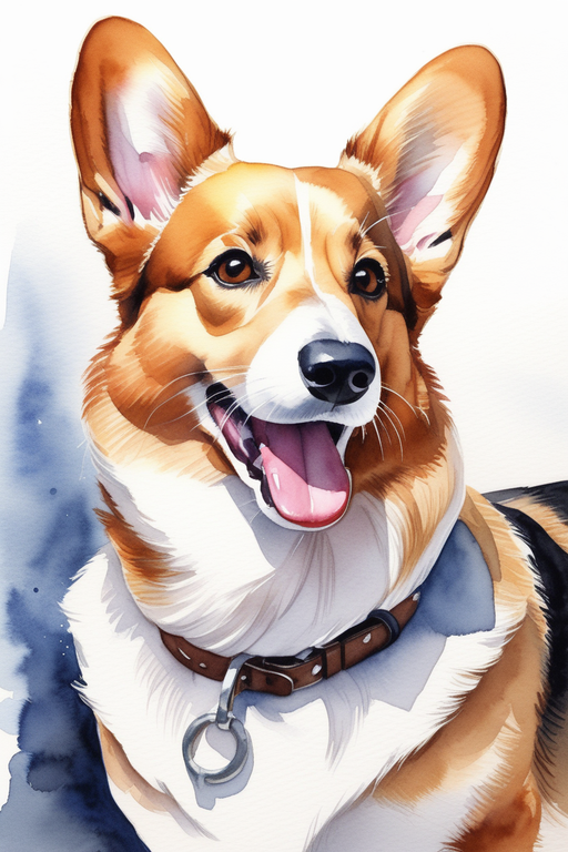 Pembroke Tricolor Galês Corgi Senta-se Em Madeiras Em Folhas De