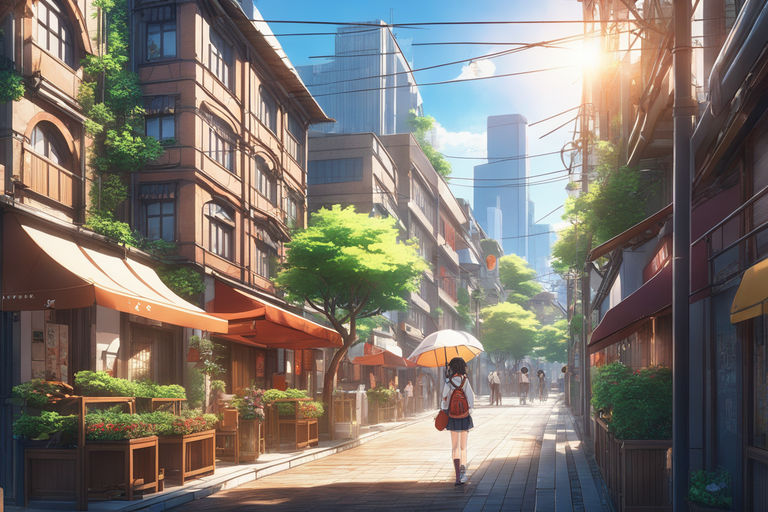 anime city street background