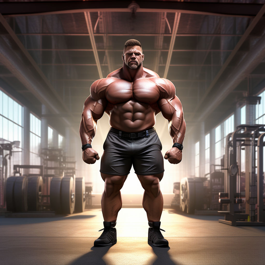 FULL BODY PICTURE of giant big muscle bulk MAN with muscular massive body  and big breasts - Playground