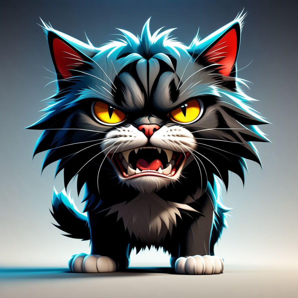 Angry Cat, Cute Kitten, Ready To Fight, Cartoon Chibi Style, Generative AI  Stock Illustration - Illustration of friendship, characters: 280974758