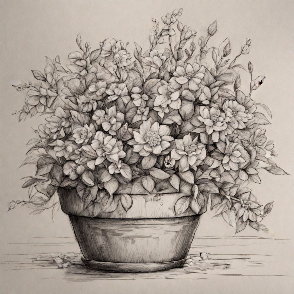 Beautiful flower pot sketch | Saker att köpa, Örn