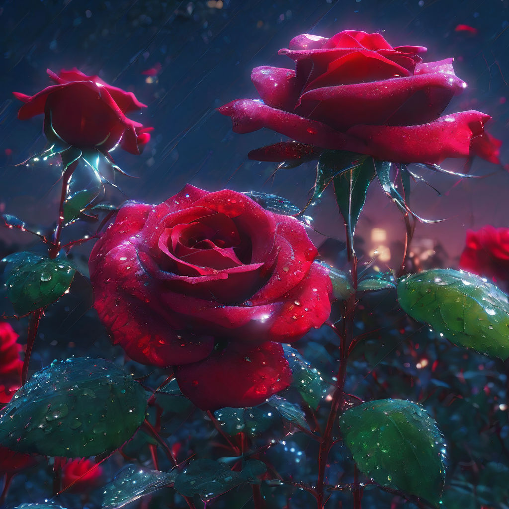 Wall Mural Scattered red Rose petals 