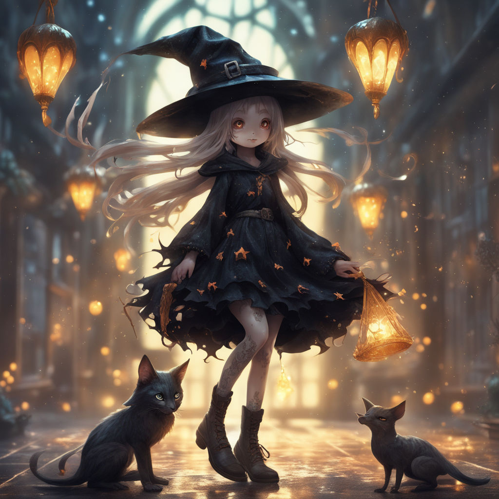Pretty Young Witch Announce Halloween Party Hand Drawn Retro Anime Girl  Stock Illustration - Download Image Now - iStock